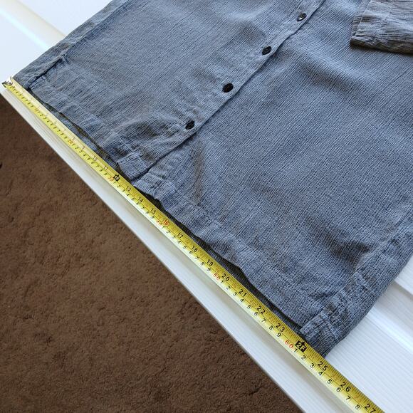 Amanda Gray Tencel Button up Blouse Large long sleeve textured collared grey - Picture 14 of 16
